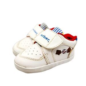 Vintage Gerber Baby Crib Shoes Slip Guard Size 3 White Sports Baseball Theme